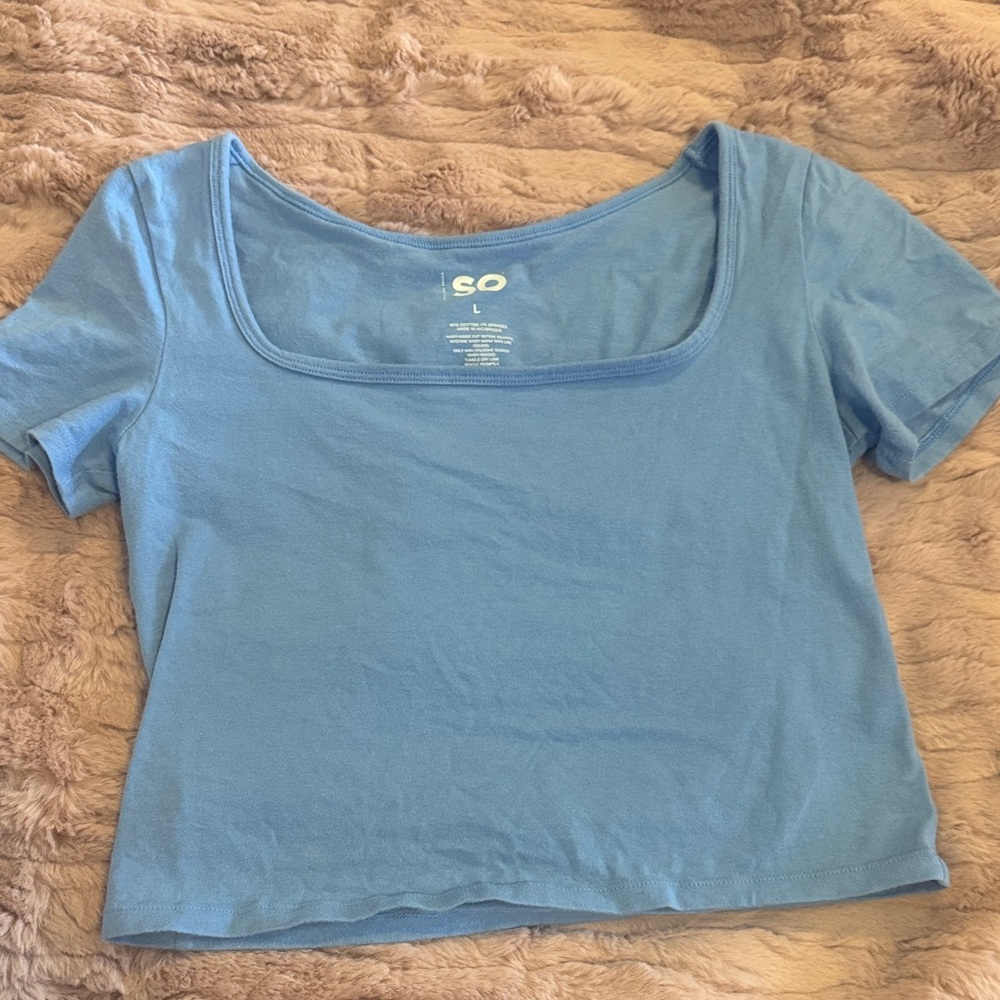 SO Women's Light Blue Square Neck Bodysuit